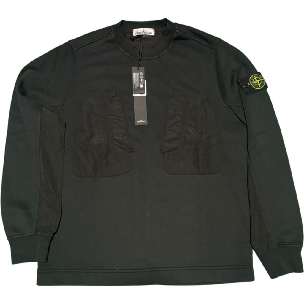 Stone Island Double Pocket Black Crew Sweatshirt