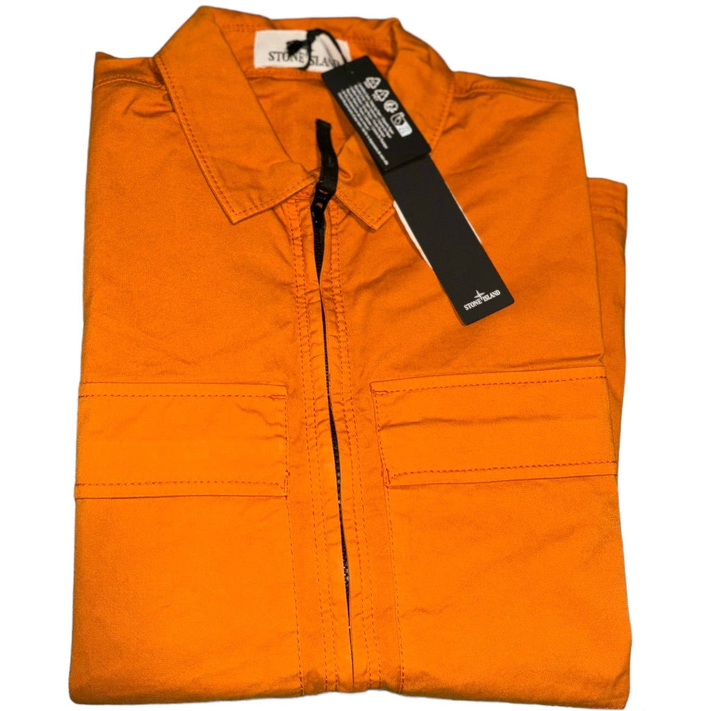 Stone Island Orange Overshirt Supima Cotton Twill Stretch