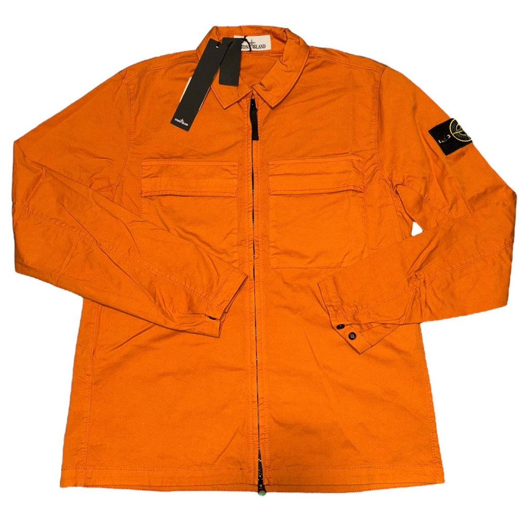 Stone Island Orange Overshirt Supima Cotton Twill Stretch