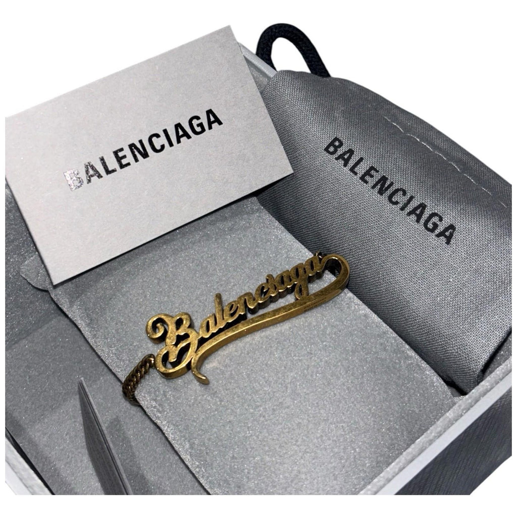 Stunning Balenciaga Logo Gold Tone Bracelet In Box RRP £350