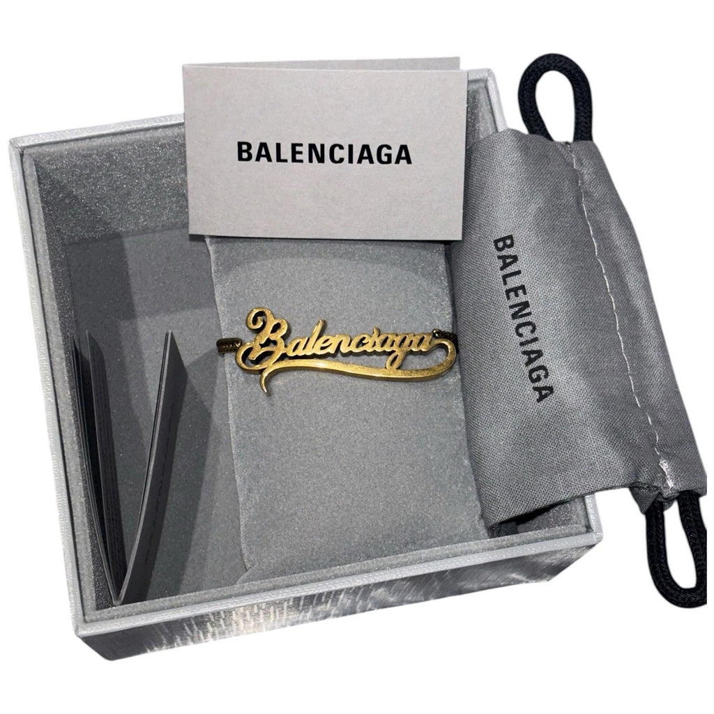 Stunning Balenciaga Logo Gold Tone Bracelet In Box RRP £350