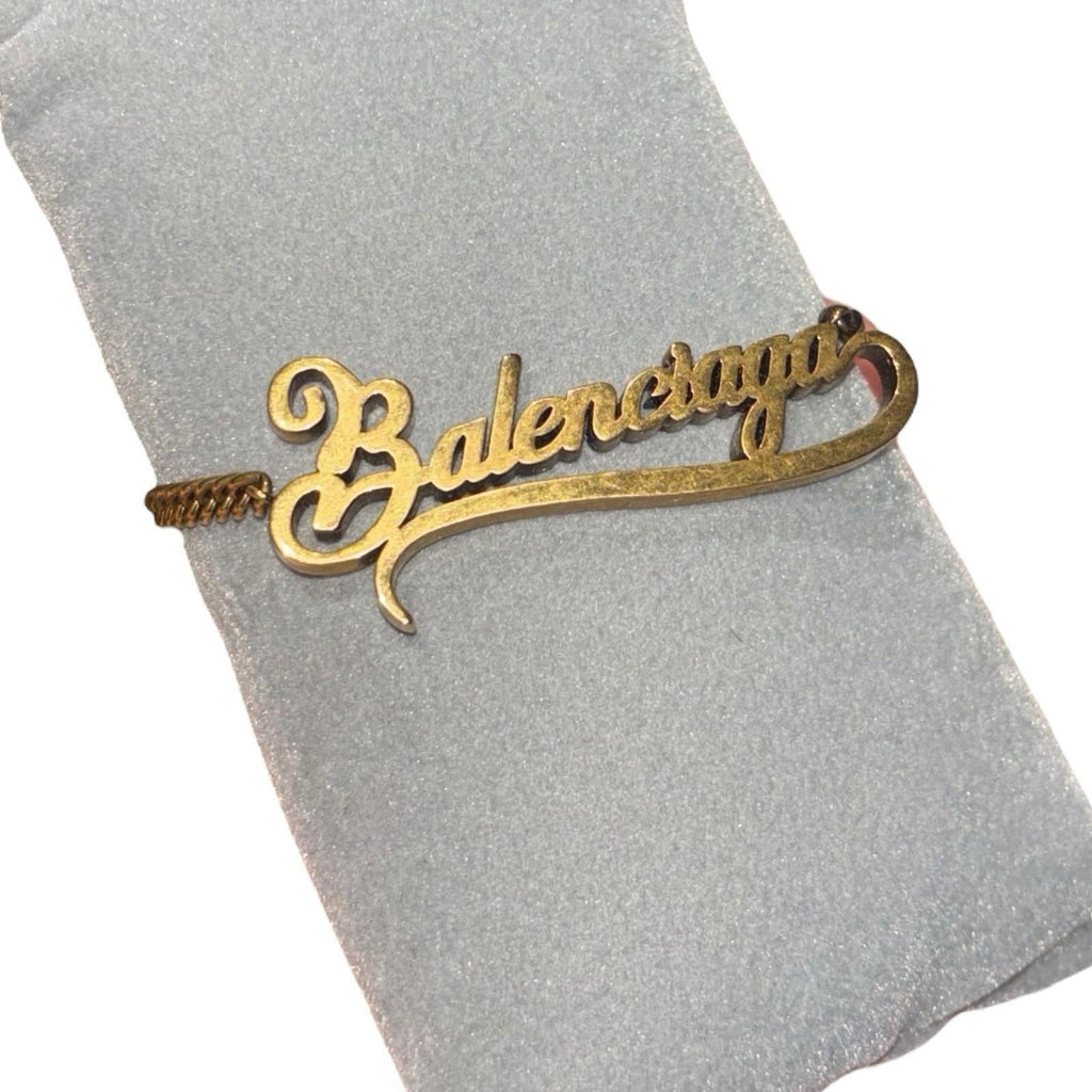 Stunning Balenciaga Logo Gold Tone Bracelet In Box RRP £350