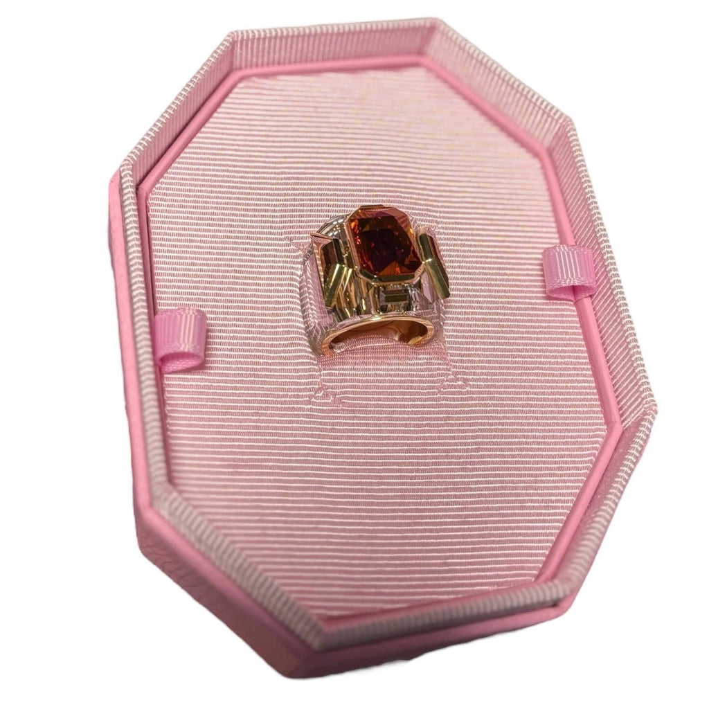 Swarovski Chroma Cocktail Ring Multicoloured Pink Gold-tone Plated