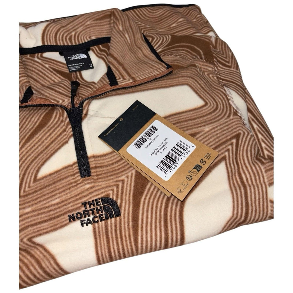 The North Face Glacier Printed Fleece Top Brown 1/4 Zip