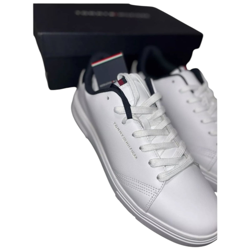 Tommy Hilfiger Elevated Cupsole Leather Trainers - White Low Top Sneakers