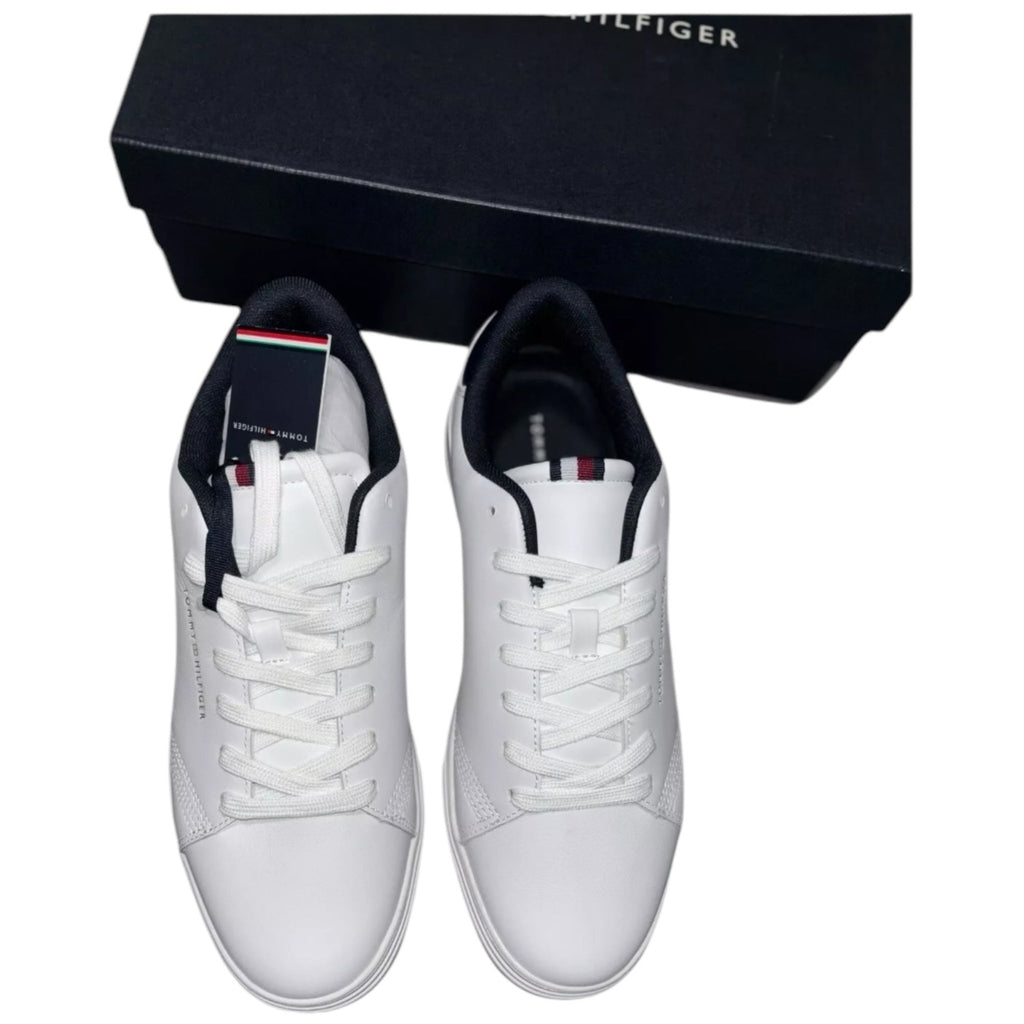 Tommy Hilfiger Elevated Cupsole Leather Trainers - White Low Top Sneakers