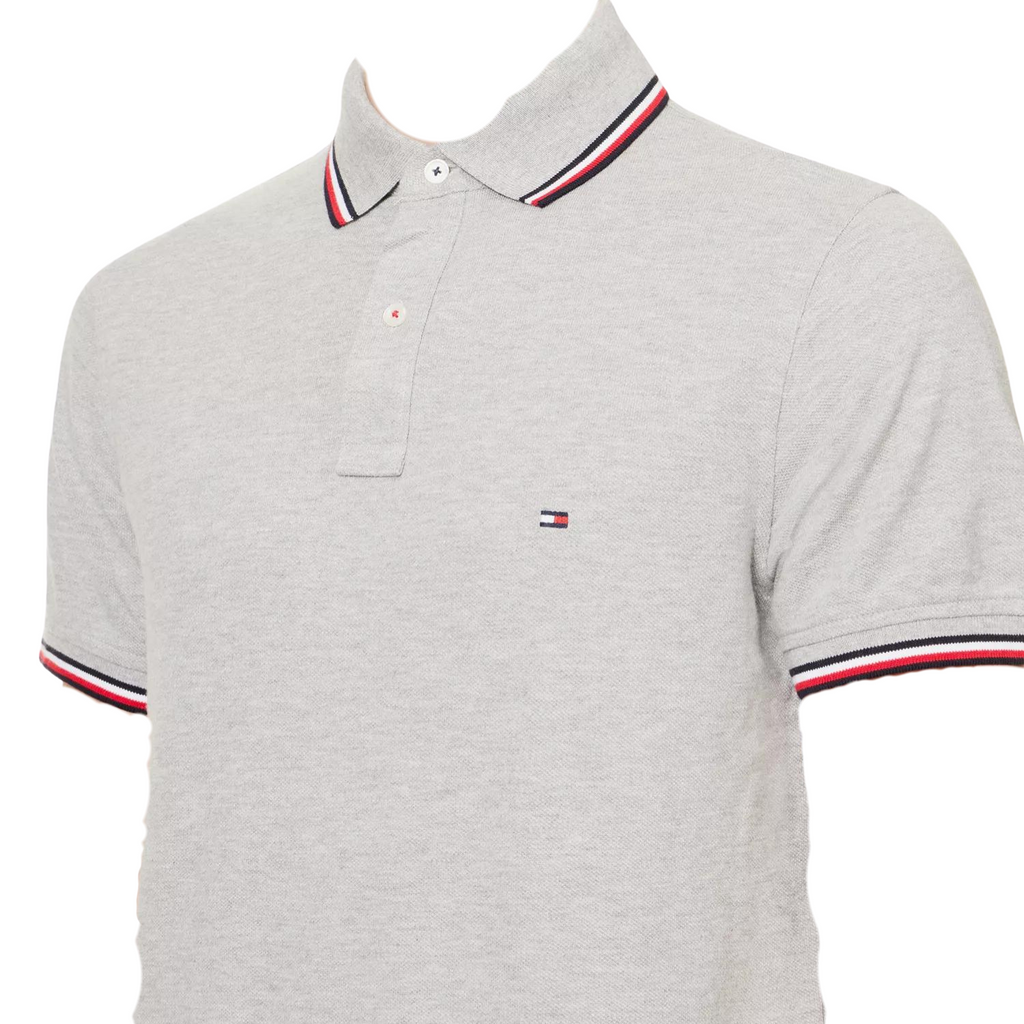 Tommy Hilfiger Grey Cotton Polo Shirt Embroidered