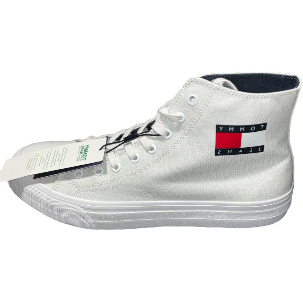 Tommy Jeans White Canvas Hi Top Trainers