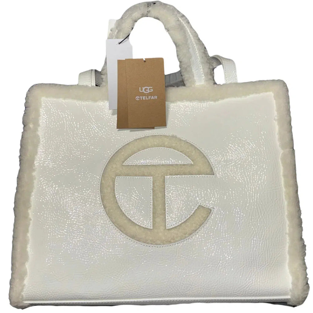 UGG X Telfar White Faux Fur Tote Bag