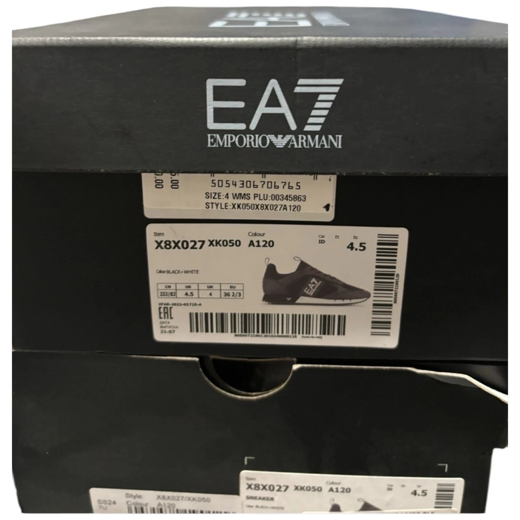 Unisex Adults EA7 Emporio Armani Black White Woven Trainers