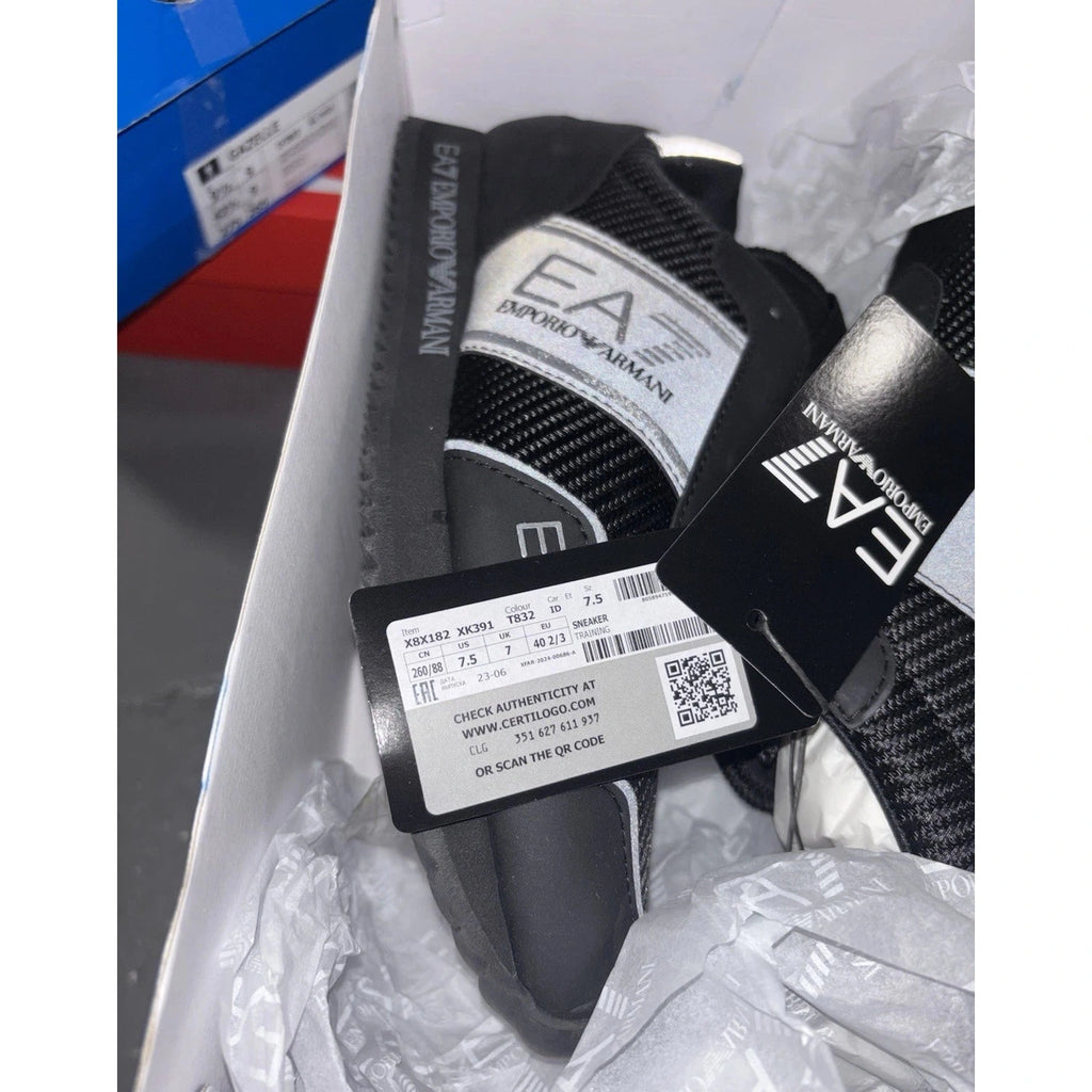 Unisex Adults Emporio Armani EA7 B&W 2.0 Trainers Silver Black