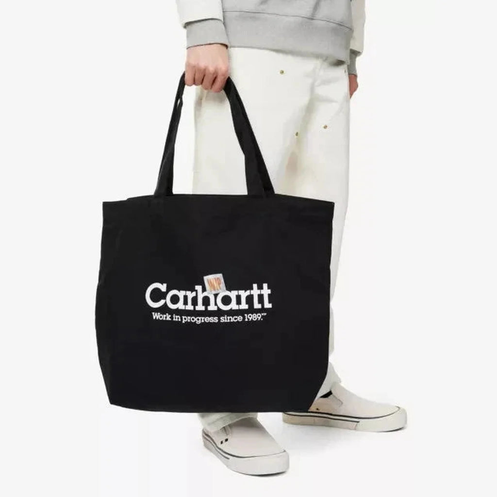 Unisex Black Carhartt WIP Graphic-Print Canvas Tote Bag