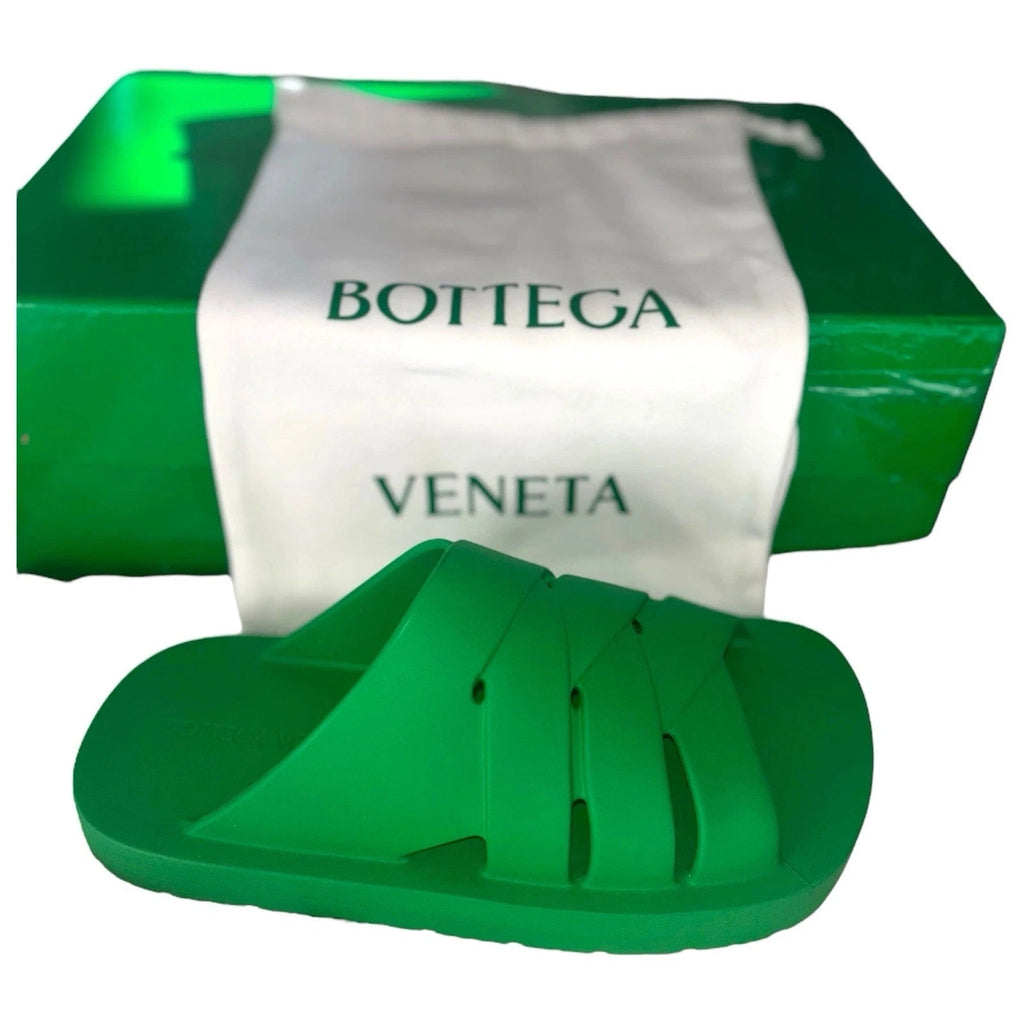 Bottega Veneta Green Rubber Sandals Slides