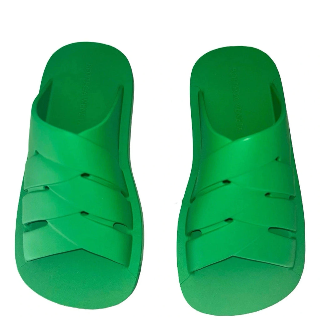 Bottega Veneta Green Rubber Sandals Slides