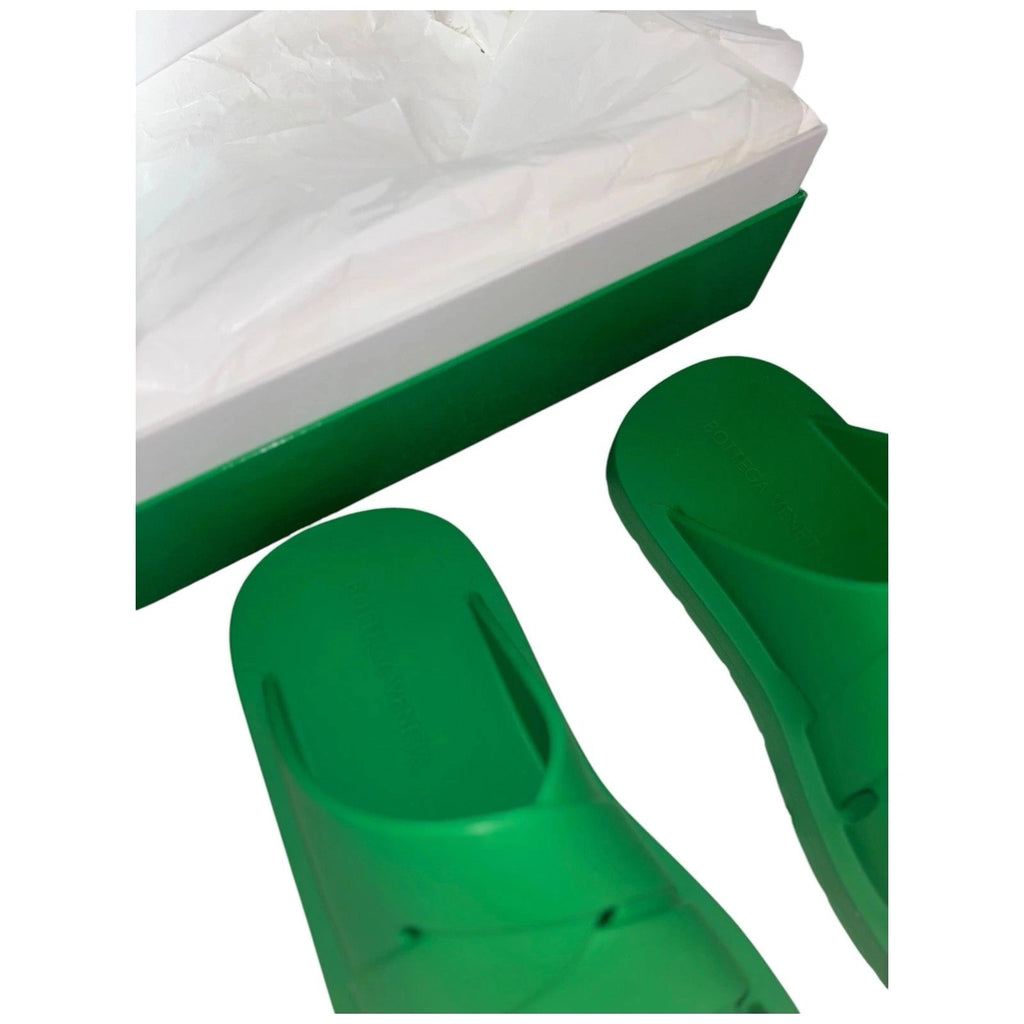 Bottega Veneta Green Rubber Sandals Slides
