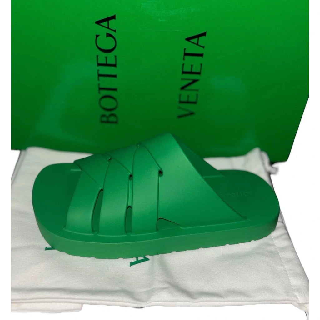 Bottega Veneta Green Rubber Sandals Slides