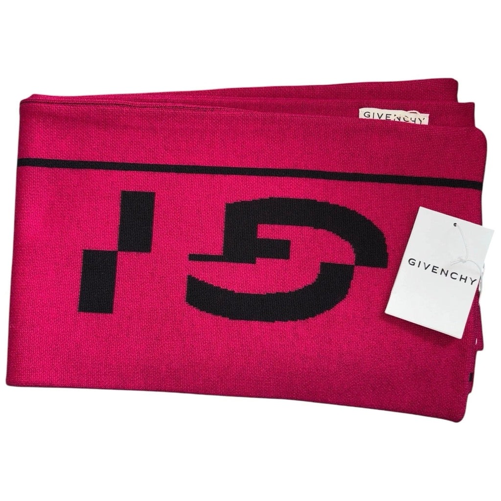 Unisex Givenchy Wool Scarf Fuschia Black