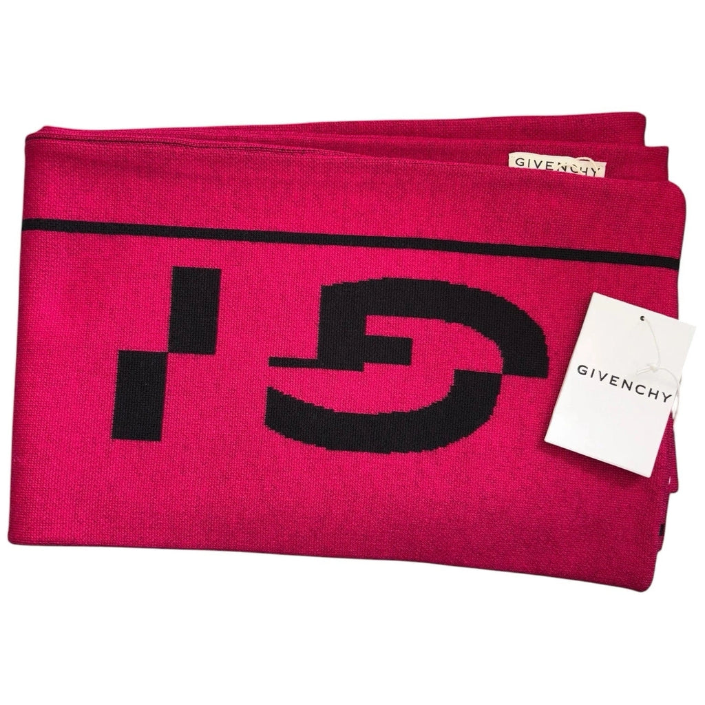 Unisex Givenchy Wool Scarf Fuschia Black