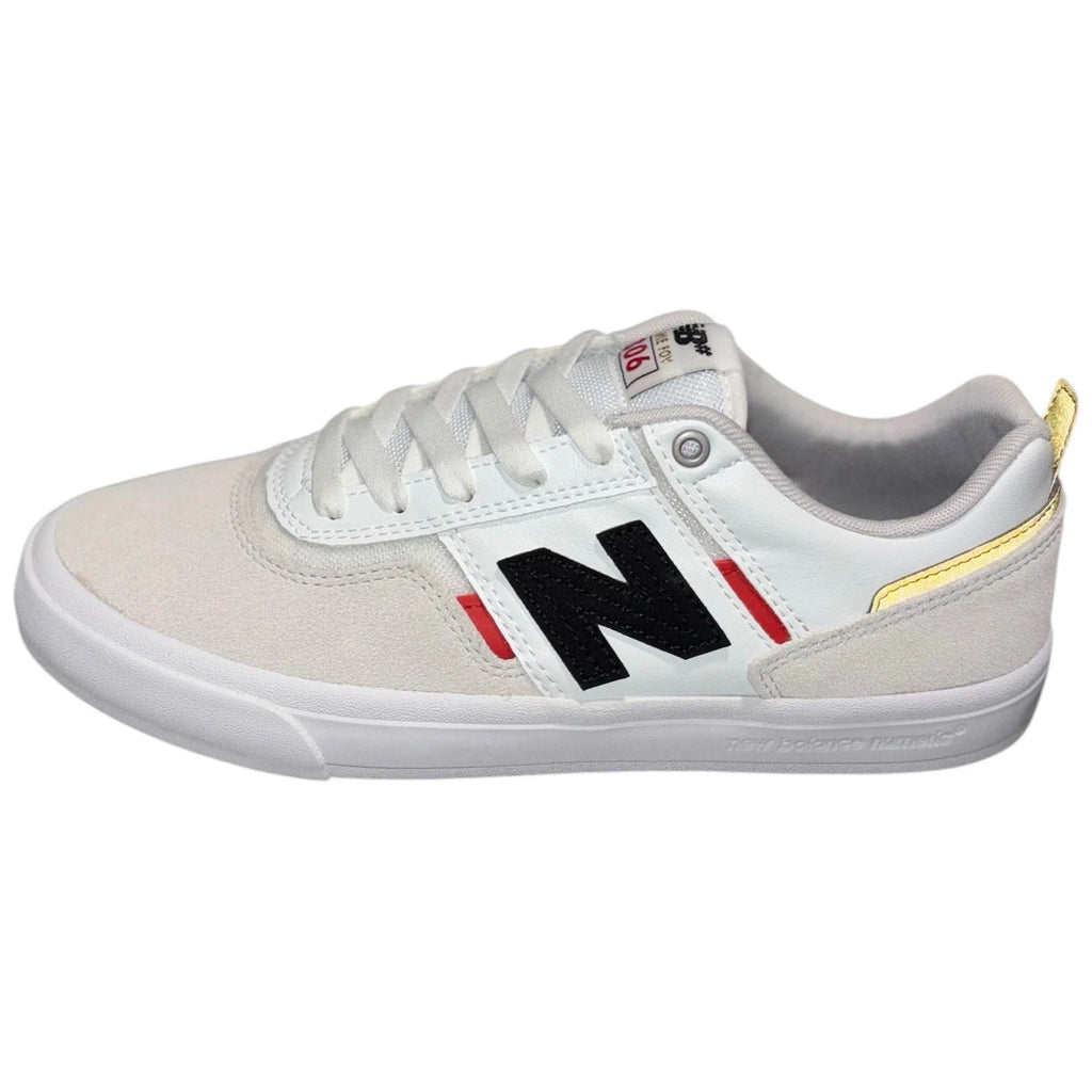 Unisex New Balance Jamie Foy 306 Skate Shoes White Gold Red Suede Low Tops