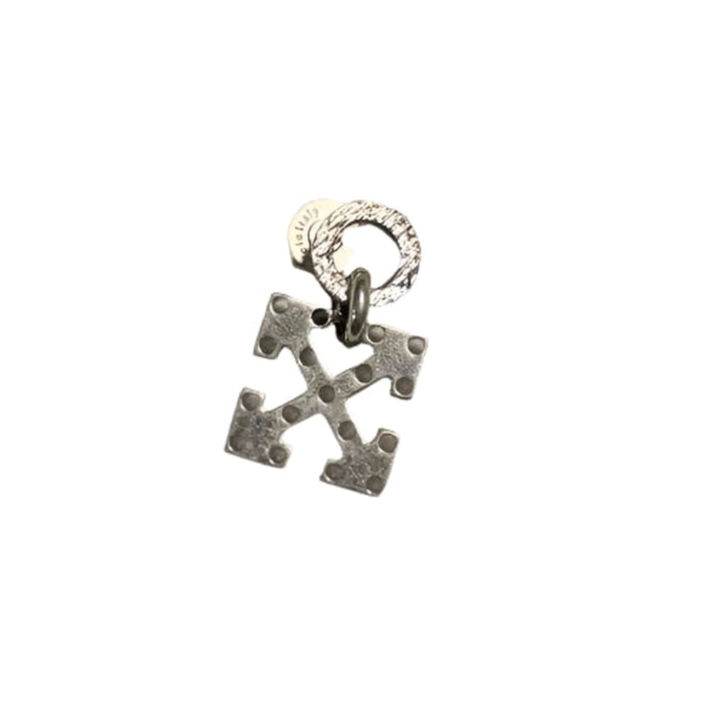Unisex Silver Brass Off-White Earring Shiny Mini Arrow