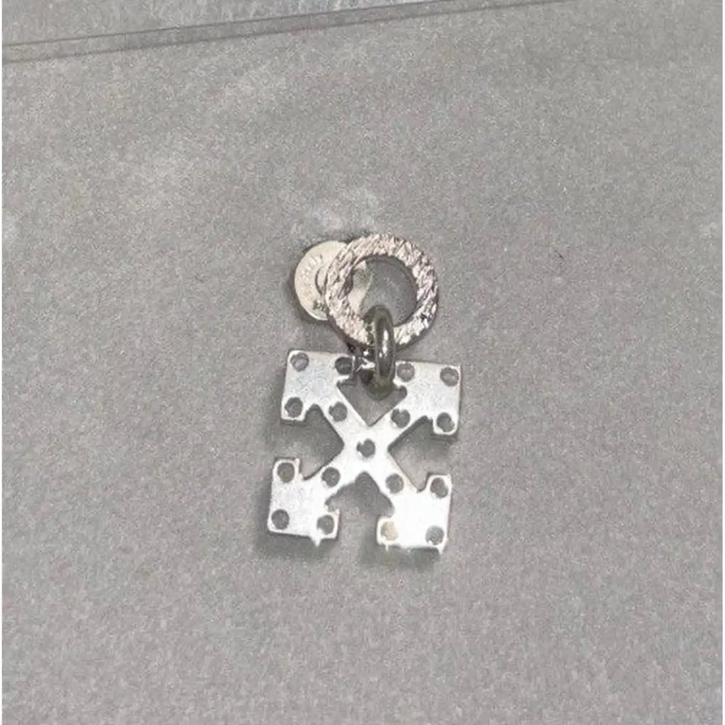 Unisex Silver Brass Off-White Earring Shiny Mini Arrow