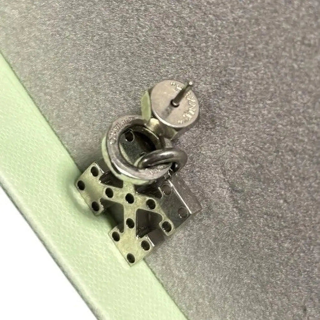 Unisex Silver Brass Off-White Earring Shiny Mini Arrow