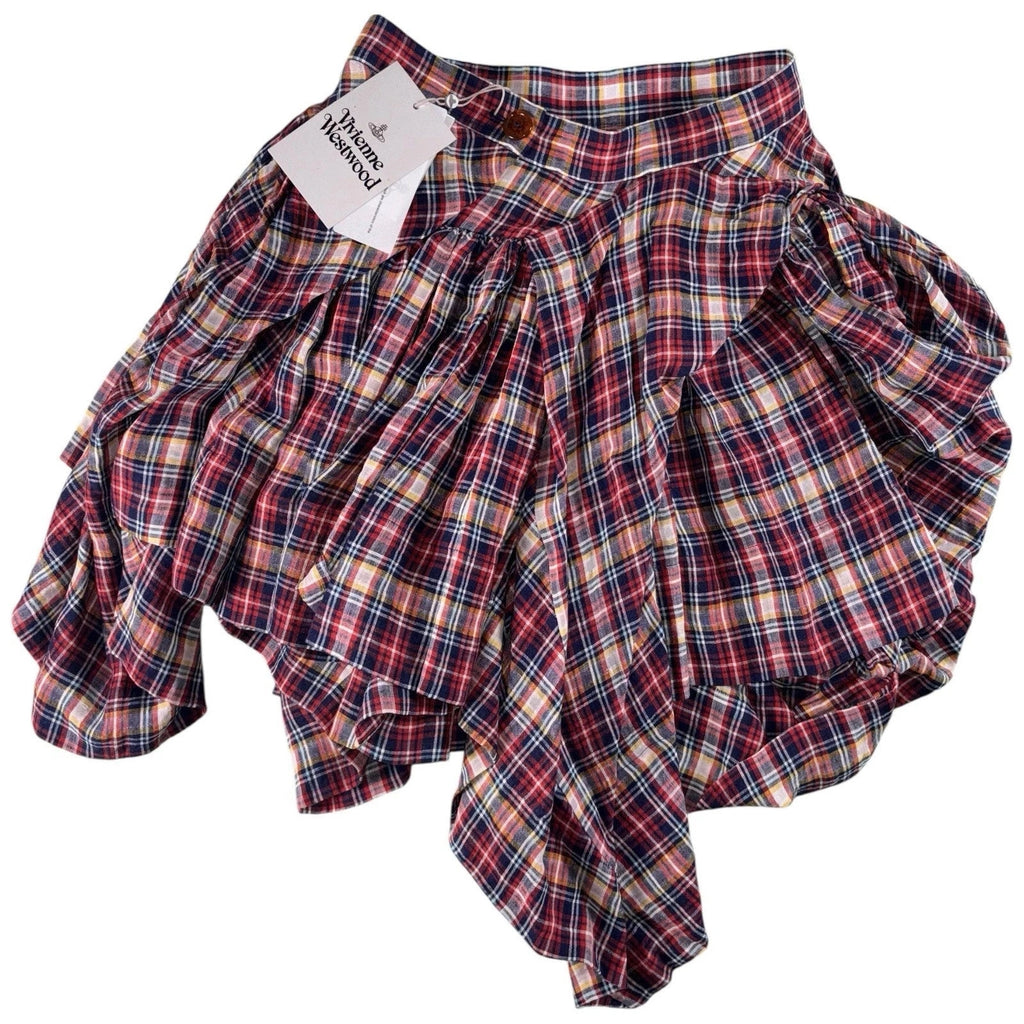 Vivienne Westwood Red Tartan Linen Skirt for Women