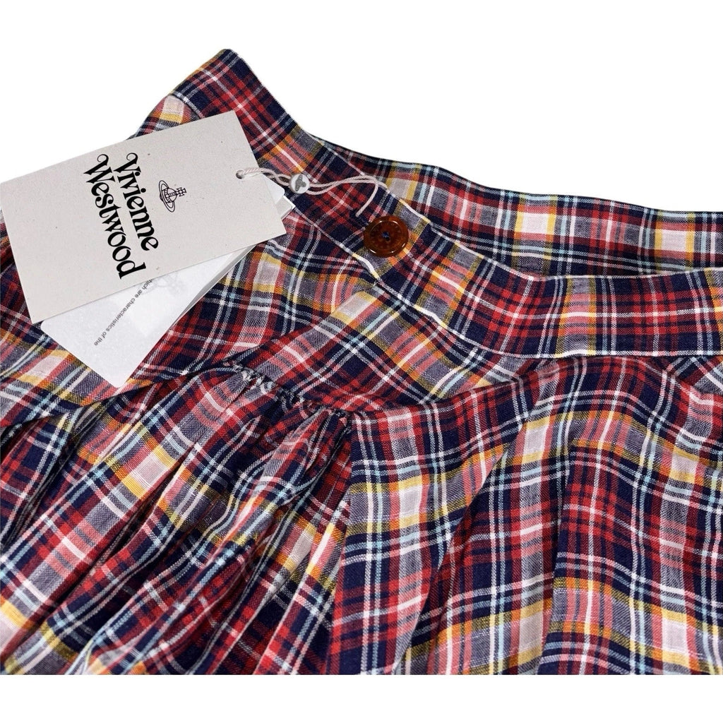 Vivienne Westwood Red Tartan Linen Skirt for Women