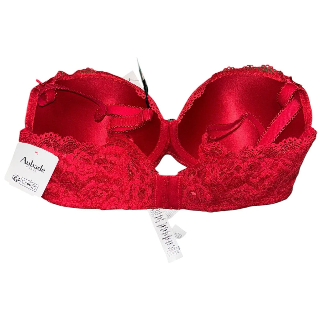 Women Aubade Moulded Cup Bra Gala Red with Swarovski Charm
