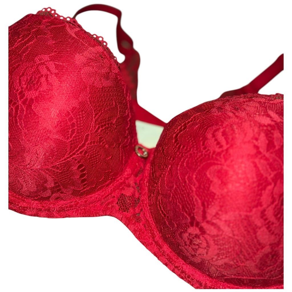 Women Aubade Moulded Cup Bra Gala Red with Swarovski Charm