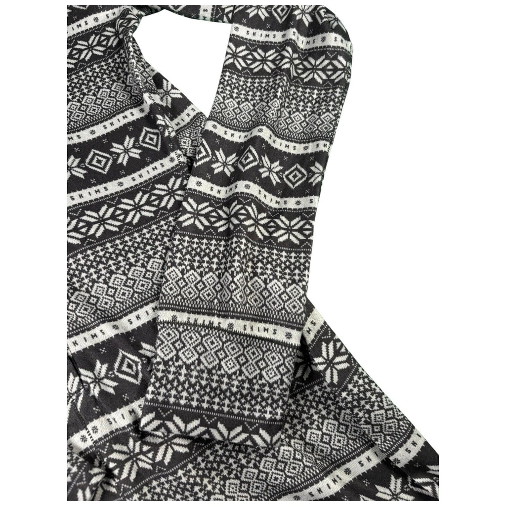 Skims One Piece Black Geometric Henley Jumpsuit