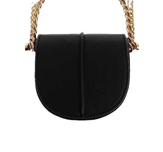 KARA Black Mini Chain Link Crossbody Bag