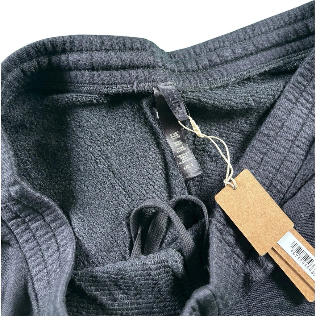 Women Black Soft Lounge Rib Loose Shorts Sleep