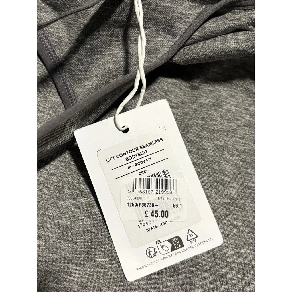 Women Gymshark Lift Contour Seamless Bodysuit Grey Sleeveless Body Fit