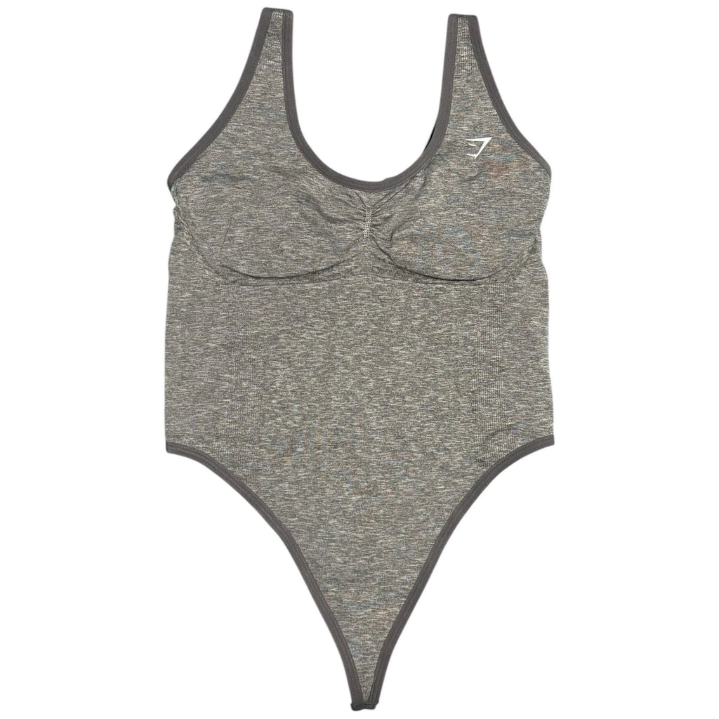 Women Gymshark Lift Contour Seamless Bodysuit Grey Sleeveless Body Fit