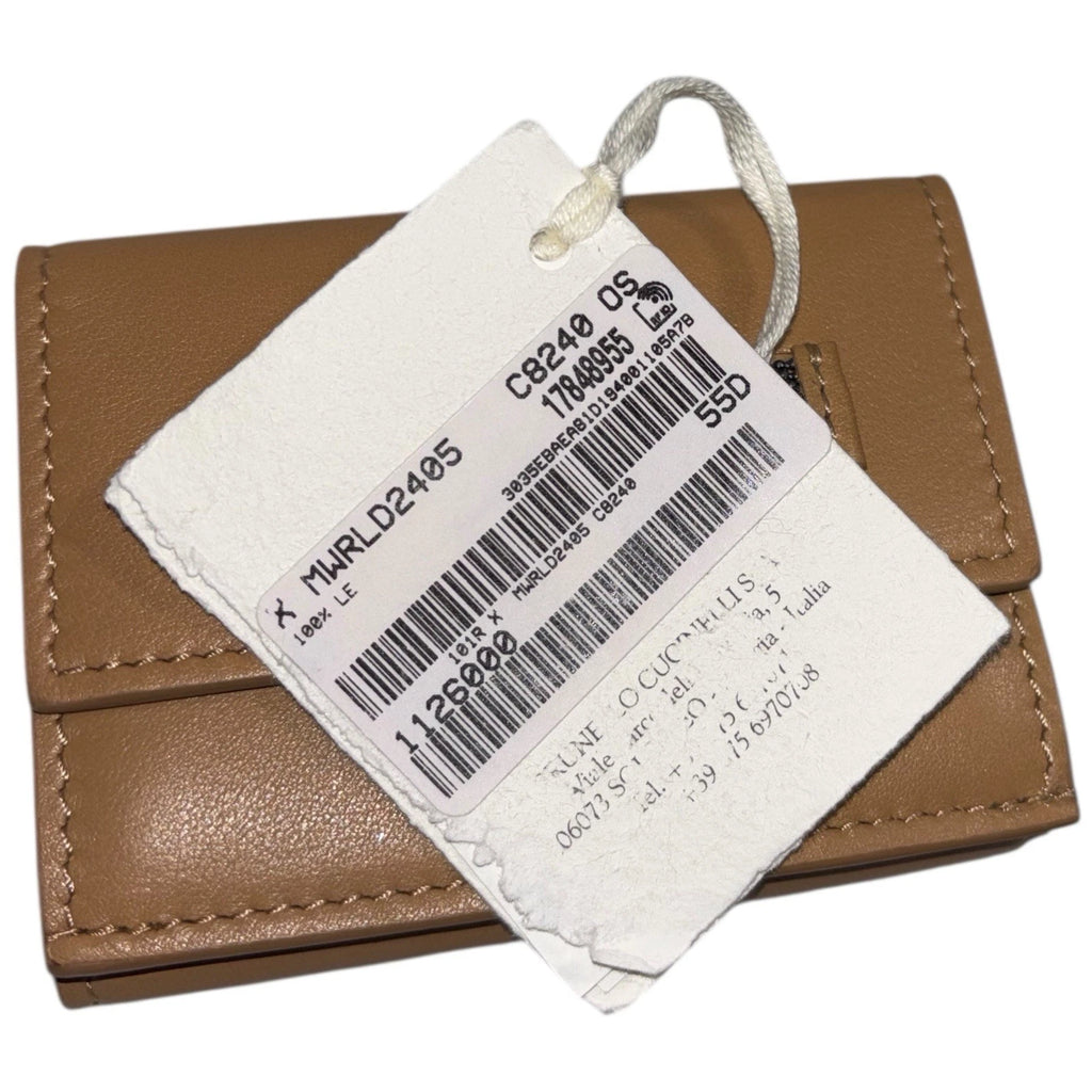 Brunello Cucinelli Brown Bead-Embellished Leather Coin Purse
