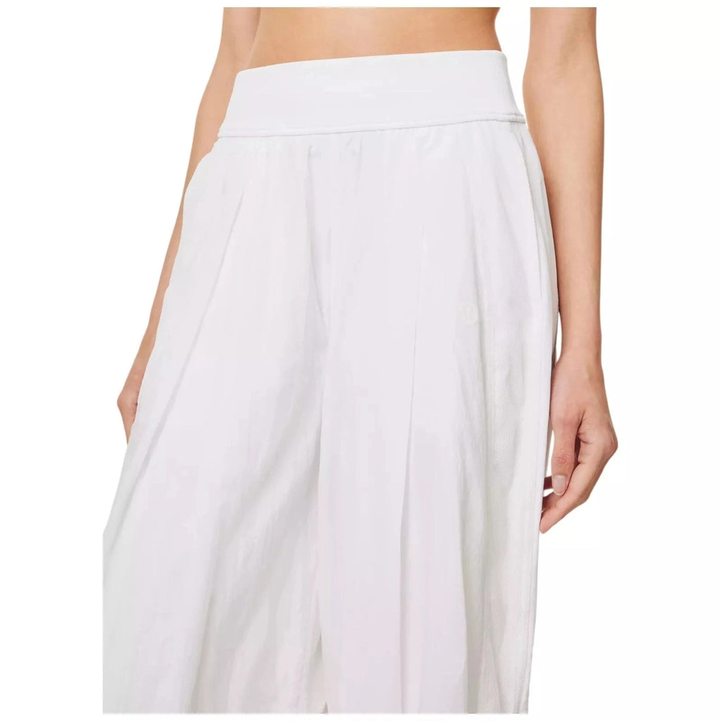 Women Lululemon White Straight Leg Trousers Shell Mid Rise