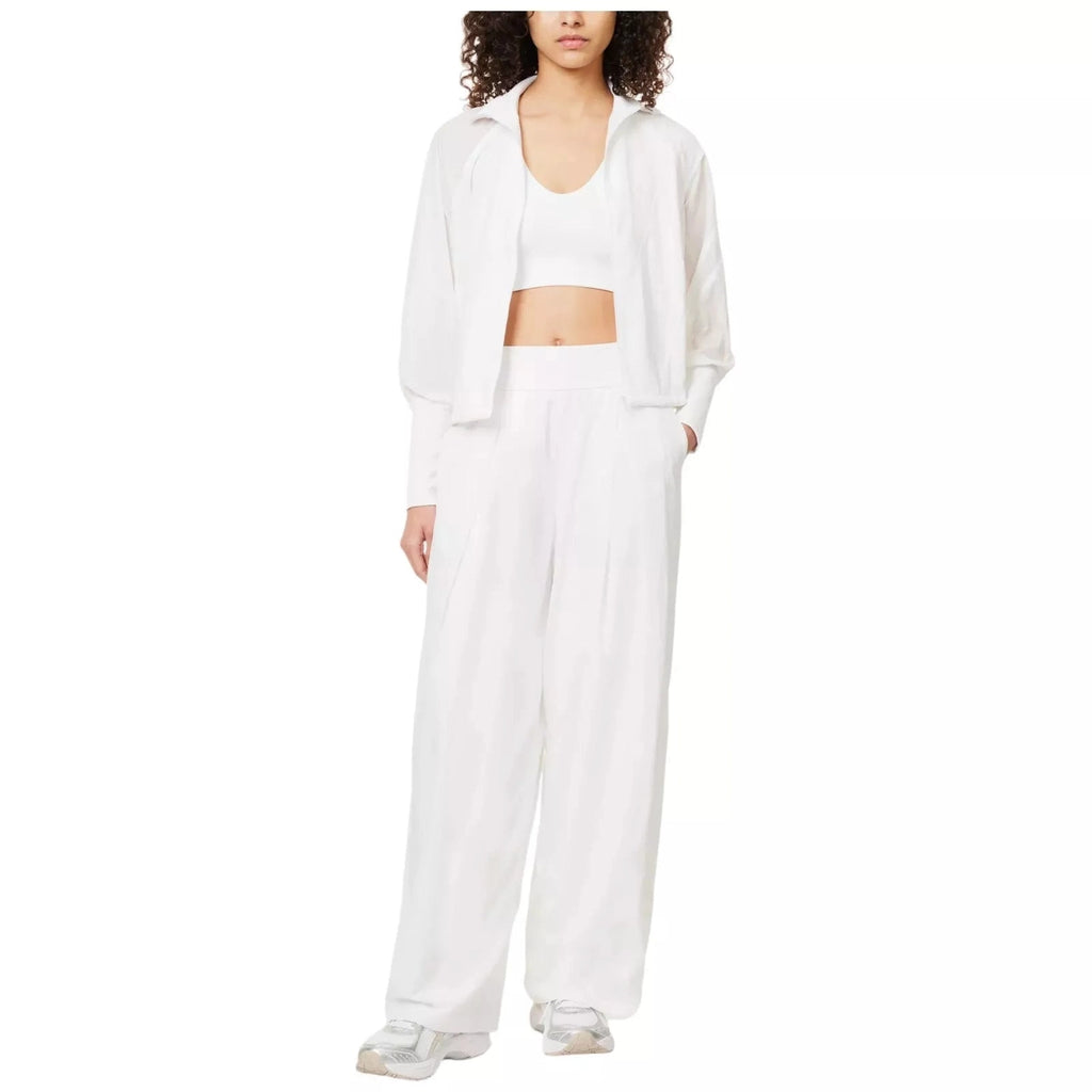 Women Lululemon White Straight Leg Trousers Shell Mid Rise