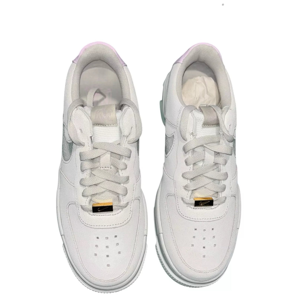 Women Nike Air Force 1 Pixel Low Suede Trainers Beige White