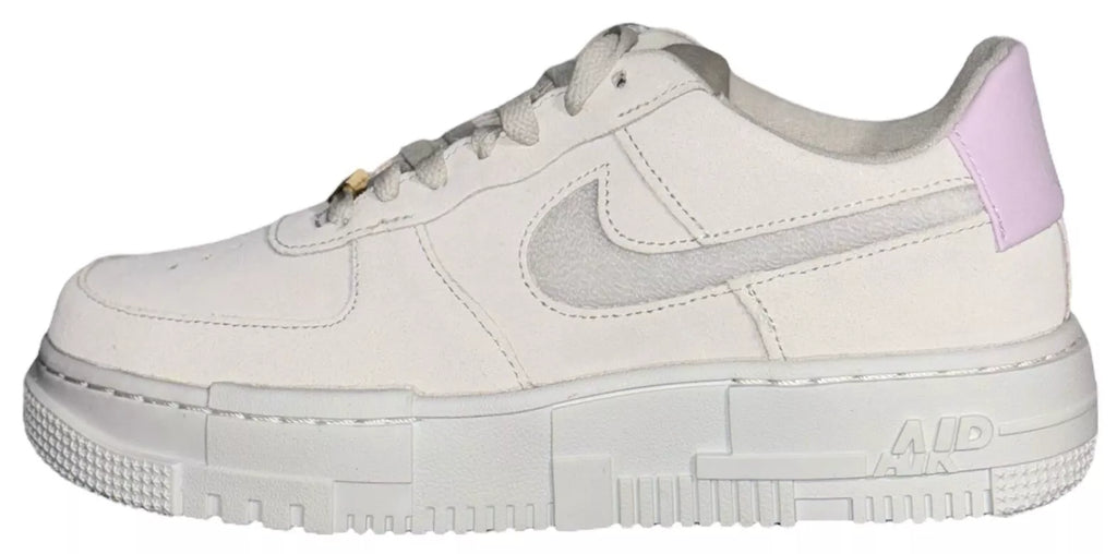 Women Nike Air Force 1 Pixel Low Suede Trainers Beige White