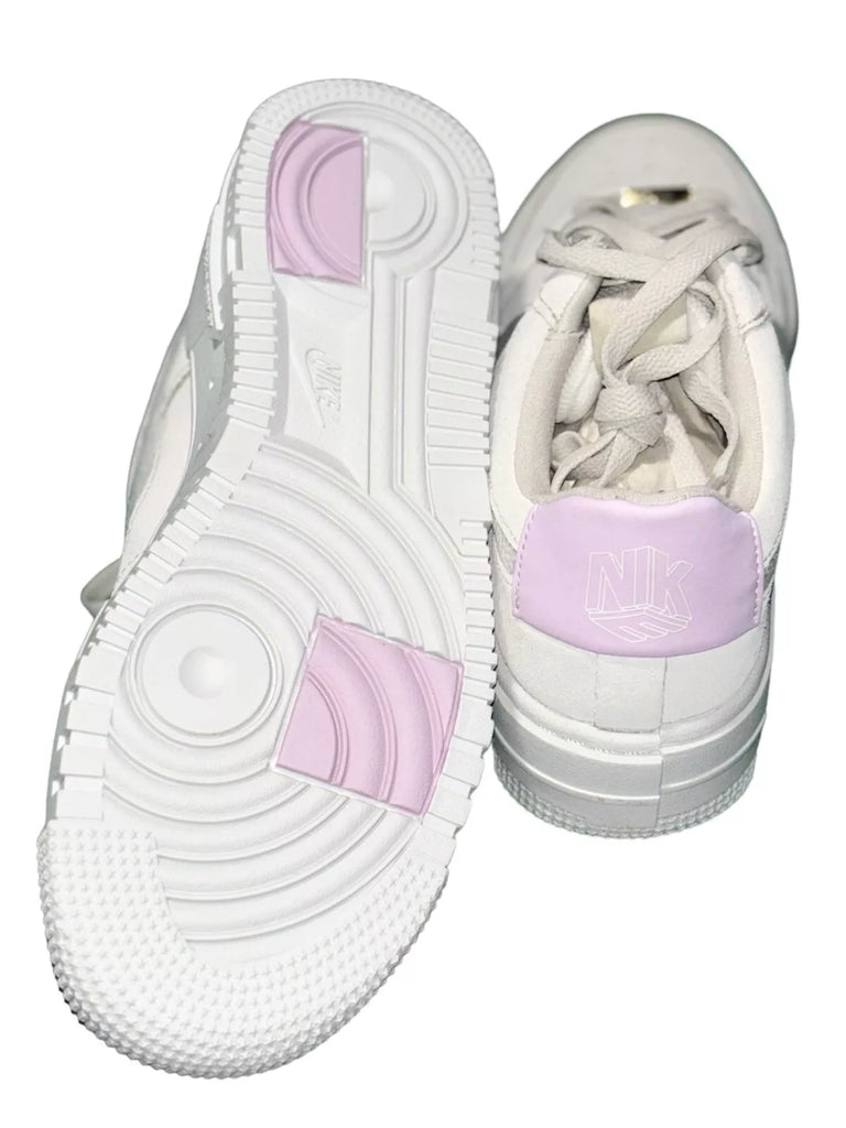 Women Nike Air Force 1 Pixel Low Suede Trainers Beige White