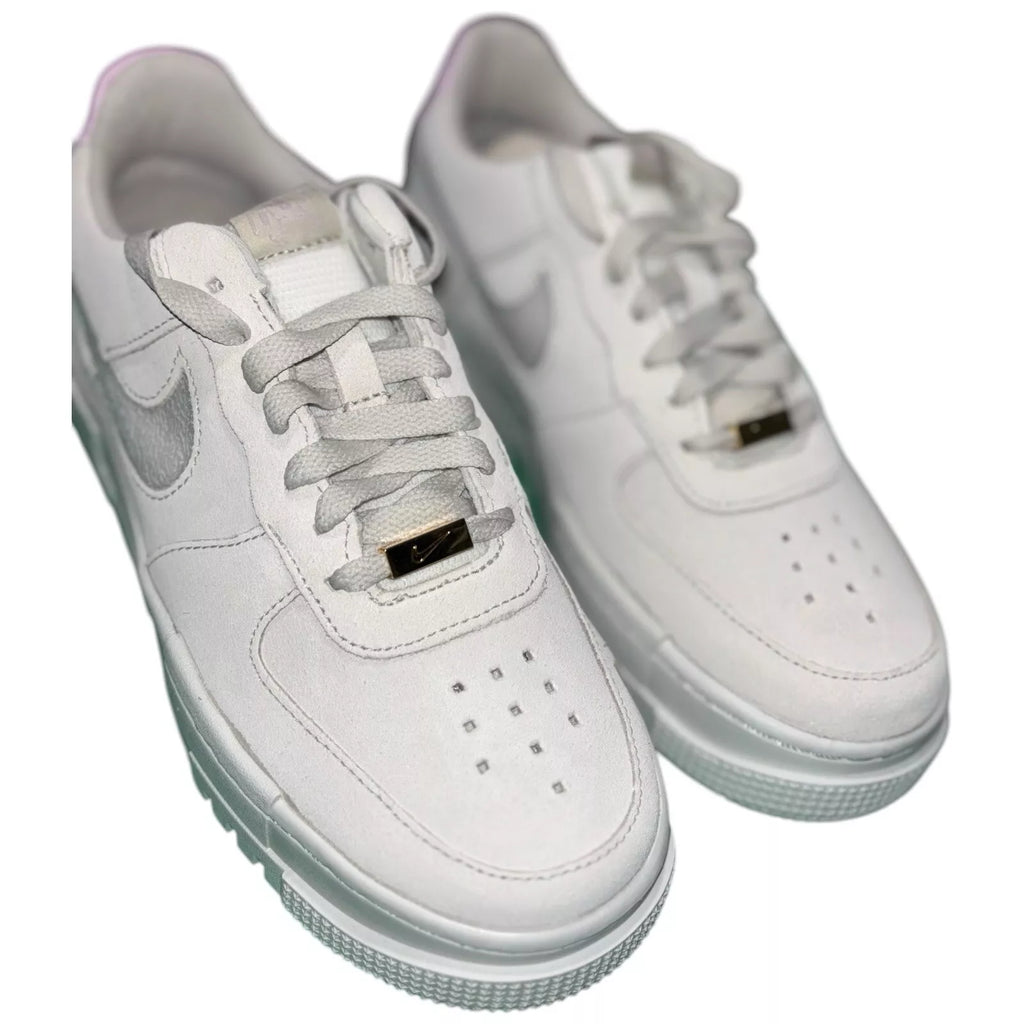 Women Nike Air Force 1 Pixel Low Suede Trainers Beige White