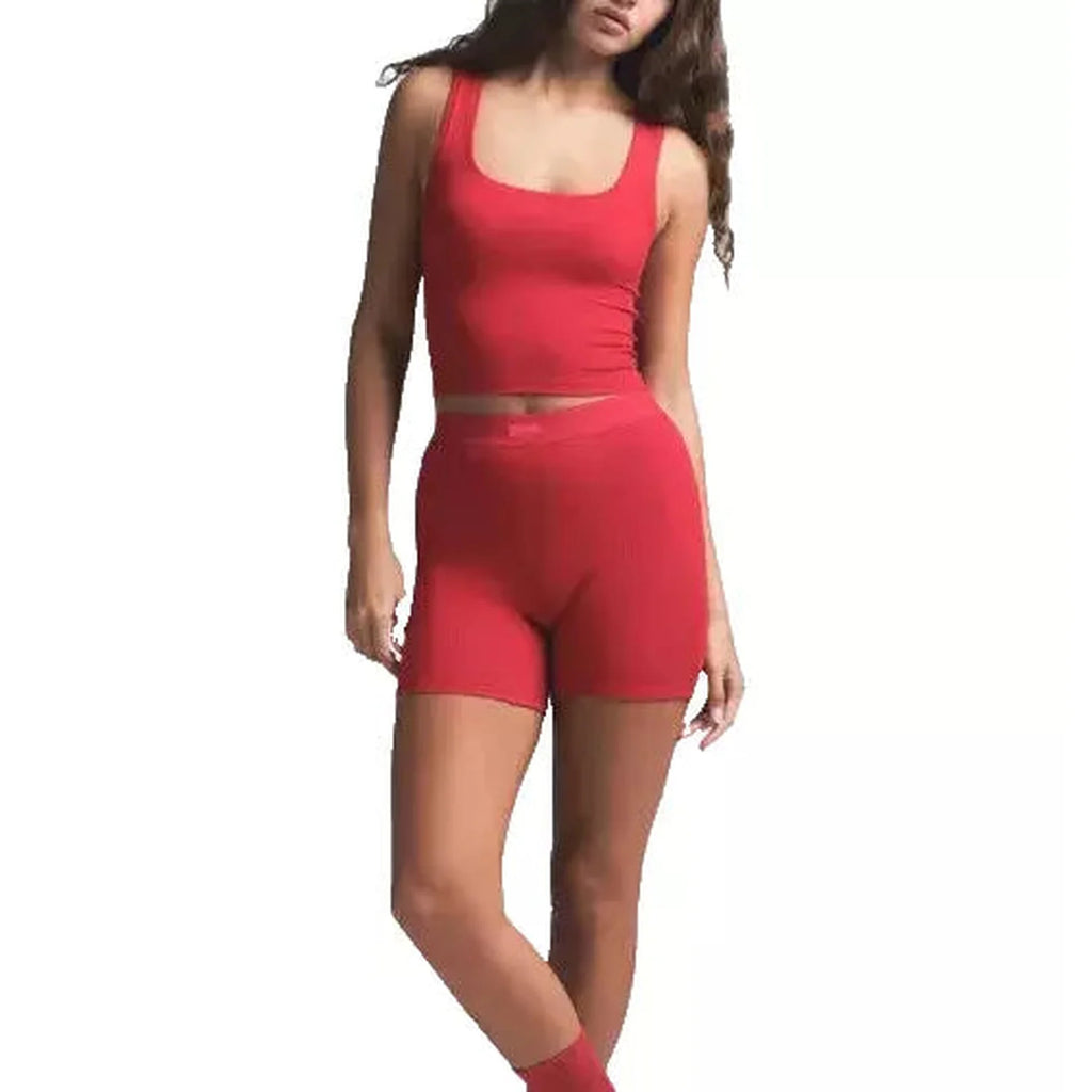 Women Pink Ribbed Scoop Neck Cotton Tank Tops Pack of Three