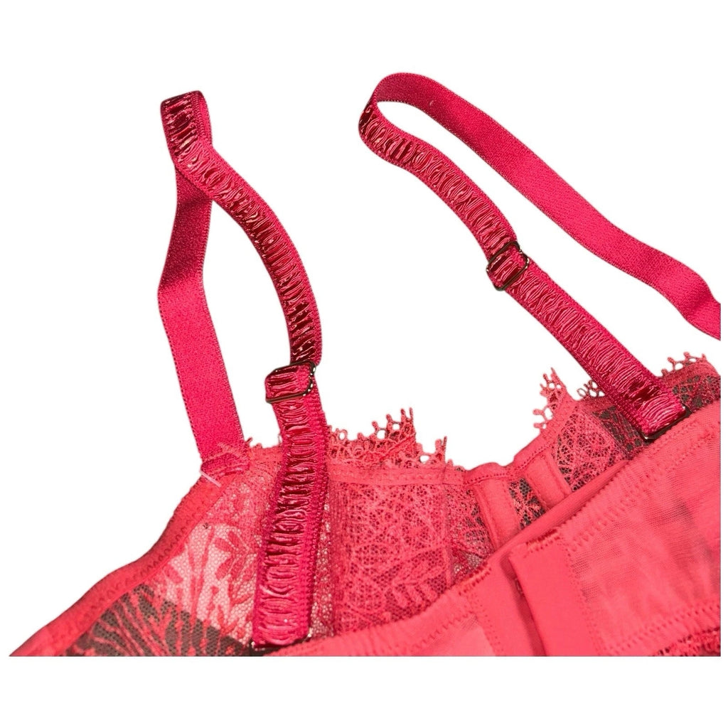 Simone Perele Red Plunge Bra Embroidered Lingerie Bra