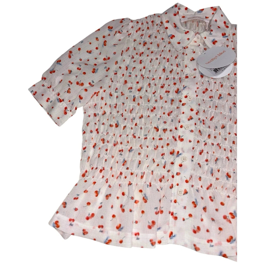 See By Chloé Georgette Cherry Blouse Puffed Sleeves
