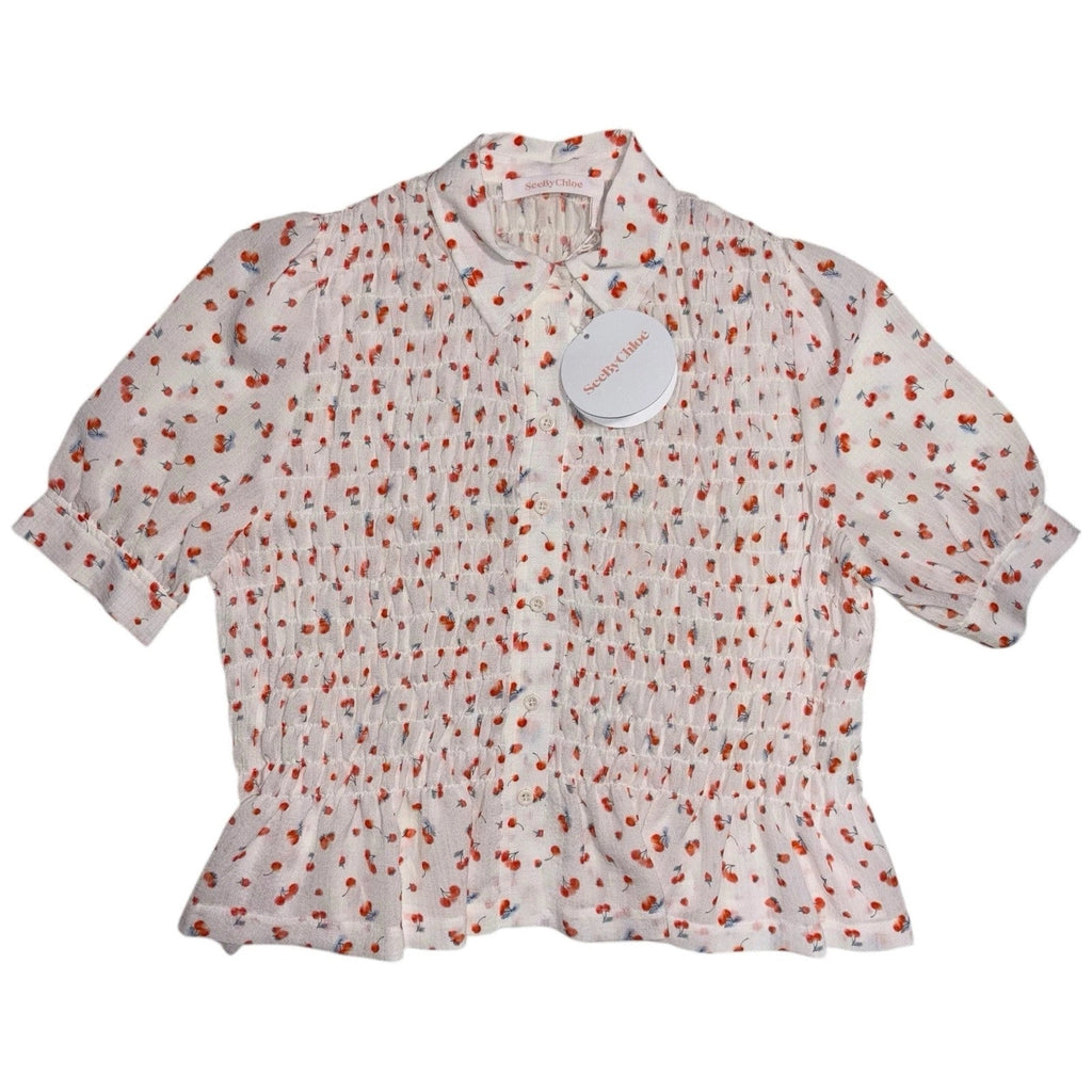 See By Chloé Georgette Cherry Blouse Puffed Sleeves