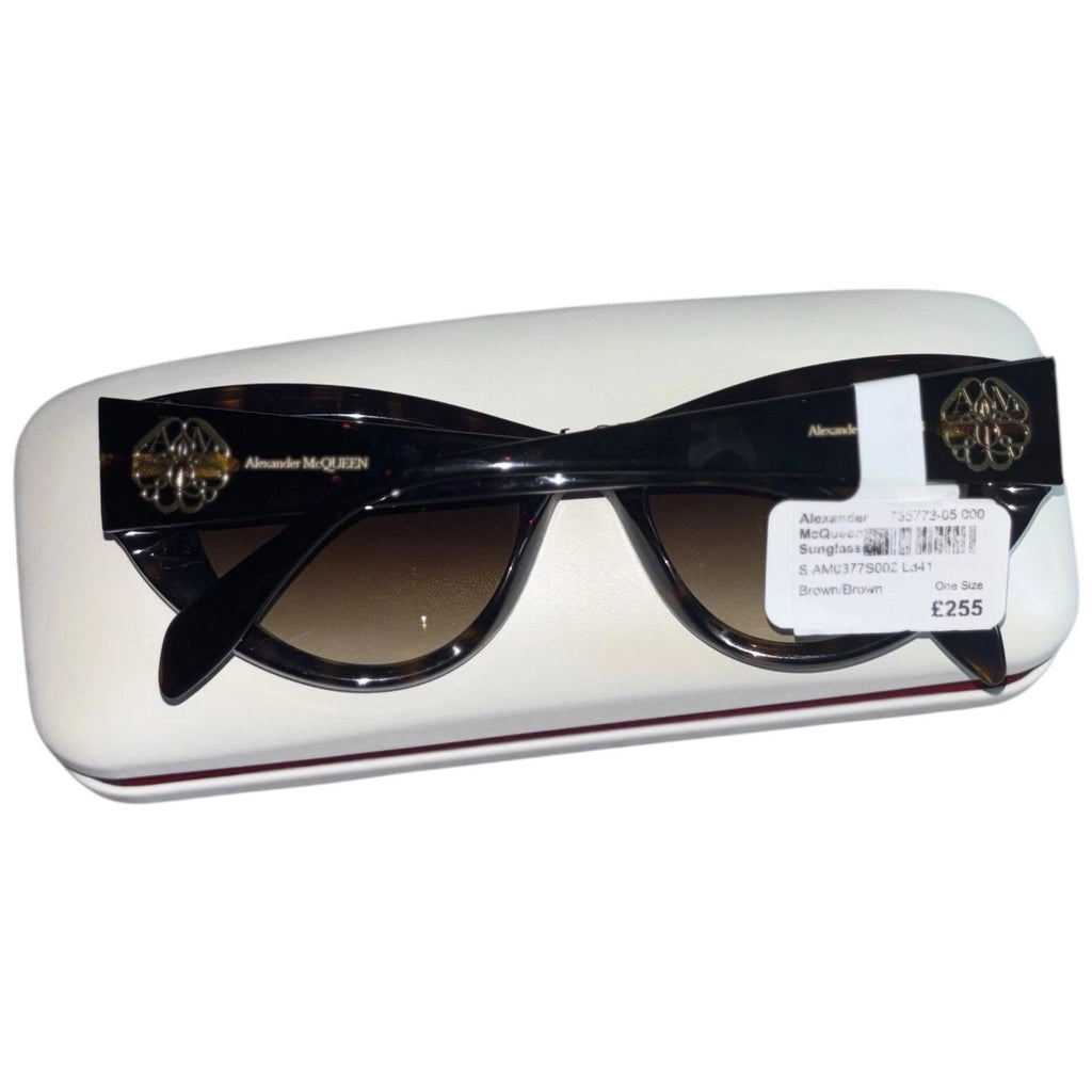 Women's Alexander McQueen AM0377S Cat Eye Sunglasses Brown Havana Gradient