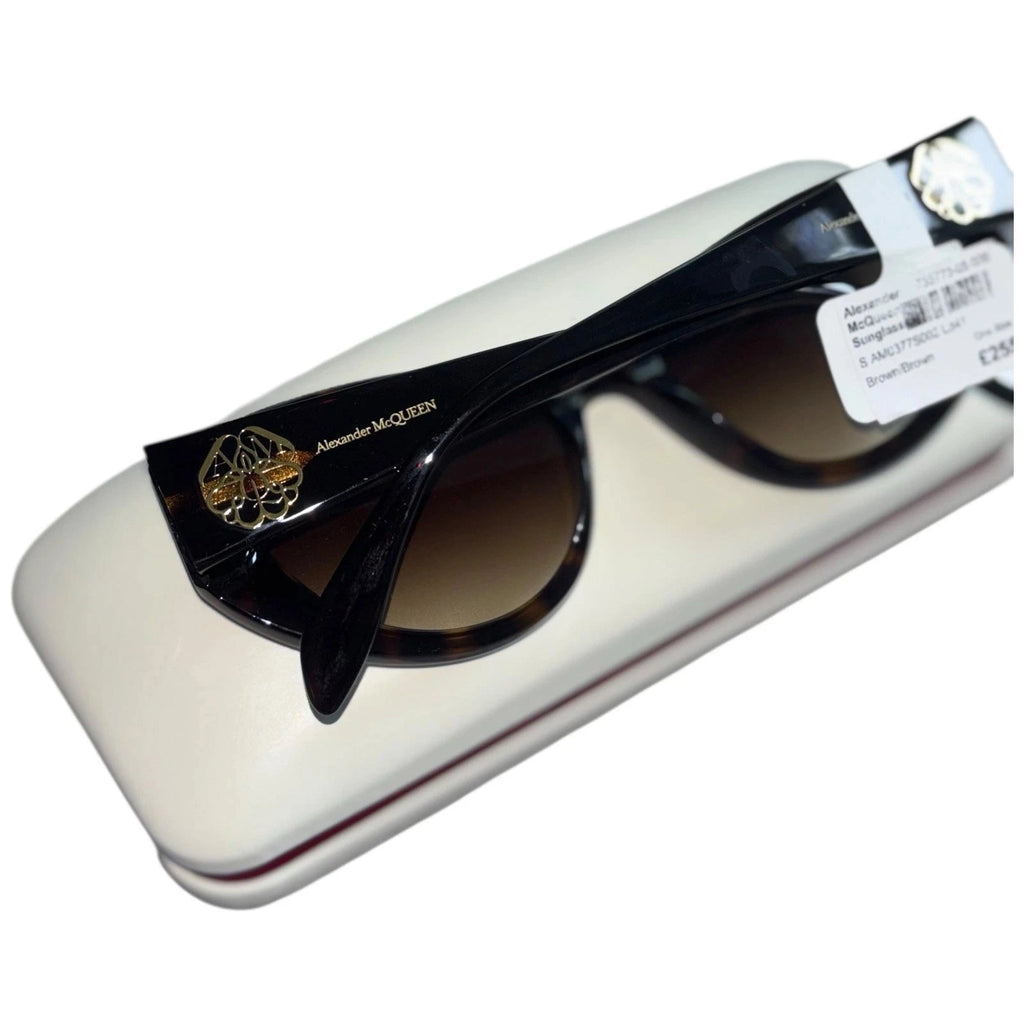 Women's Alexander McQueen AM0377S Cat Eye Sunglasses Brown Havana Gradient