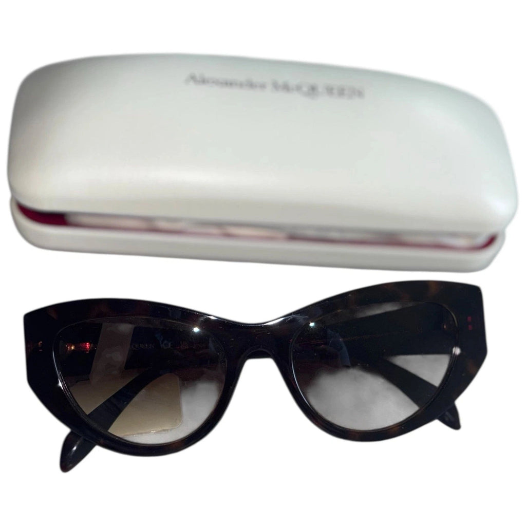 Women's Alexander McQueen AM0377S Cat Eye Sunglasses Brown Havana Gradient