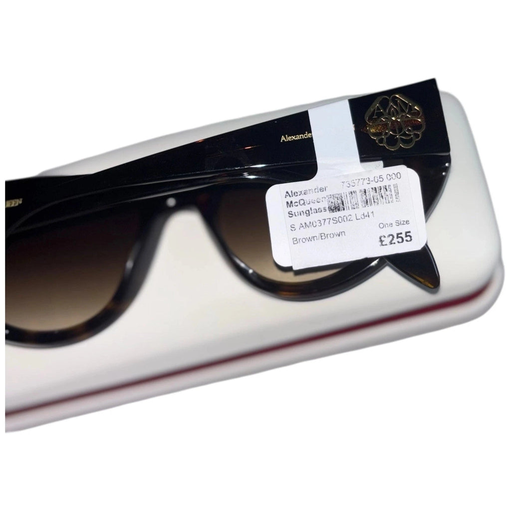 Women's Alexander McQueen AM0377S Cat Eye Sunglasses Brown Havana Gradient